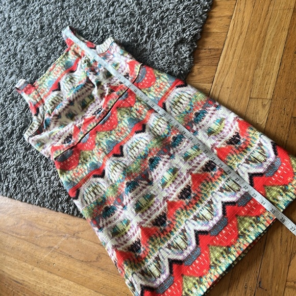 Maggy London Ikat Stipe Woven Boho Sheath Dress Square Neck Size 6P - Picture 5 of 13